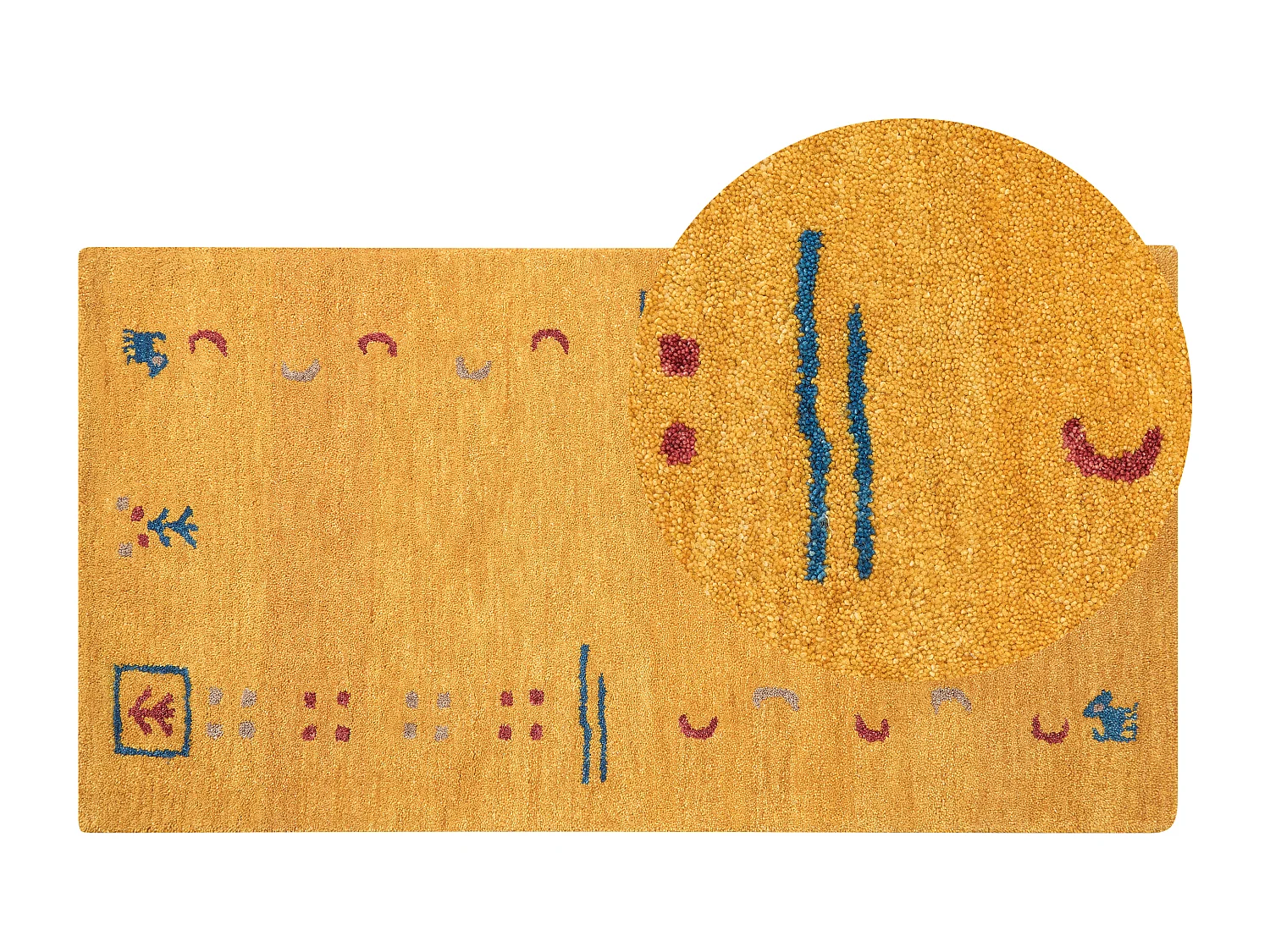 Dywan wełniany gabbeh 80 x 150 cm żółty AKALAN