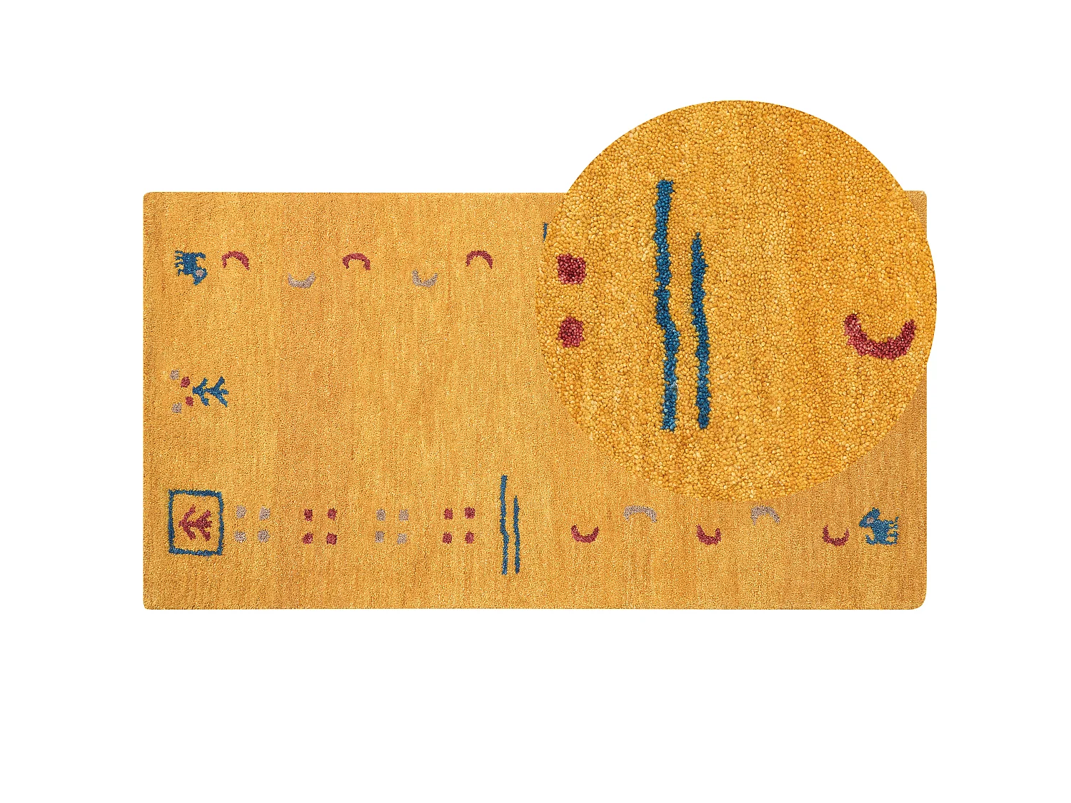 Tapis gabbeh en laine 80 x 150 cm jaune AKALAN