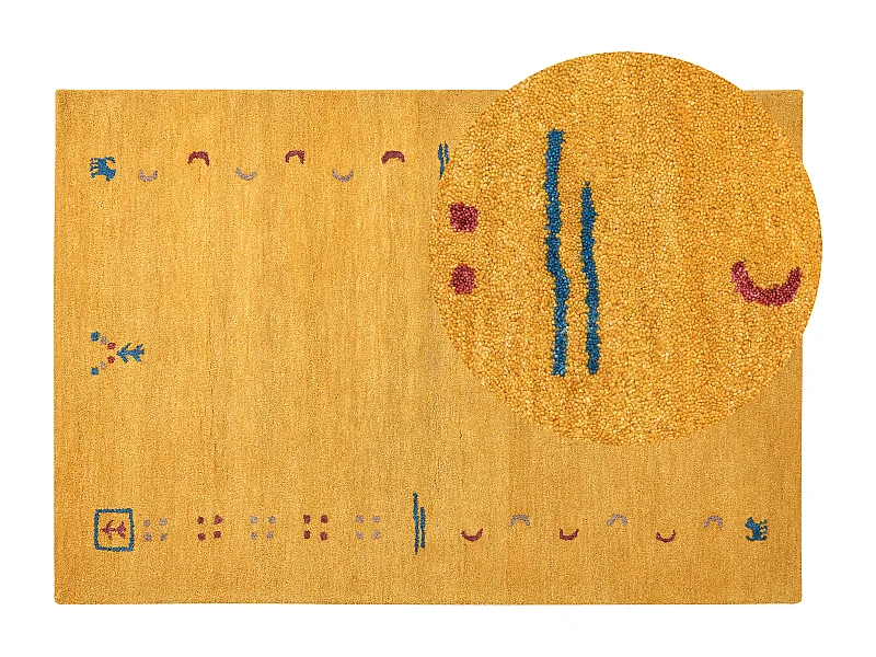 Vloerkleed gabbeh geel 140 x 200 cm AKALAN