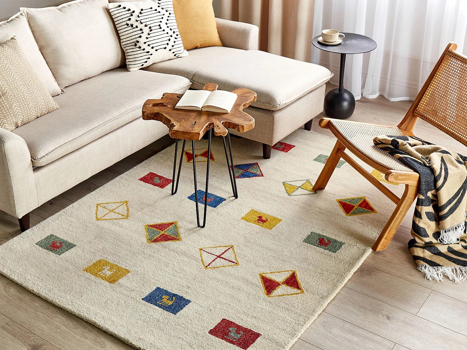 Vloerkleed gabbeh beige 140 x 200 cm MISINLI