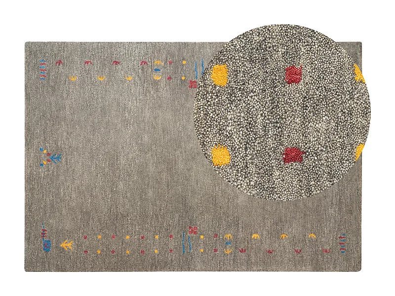 Tapete Gabbeh em lã cinzenta 140 x 200 cm SEYMEN