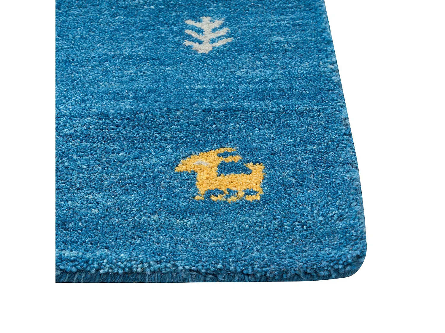 Gabbeh Teppich Wolle blau 160 x 230 cm Kurzflor CALTI