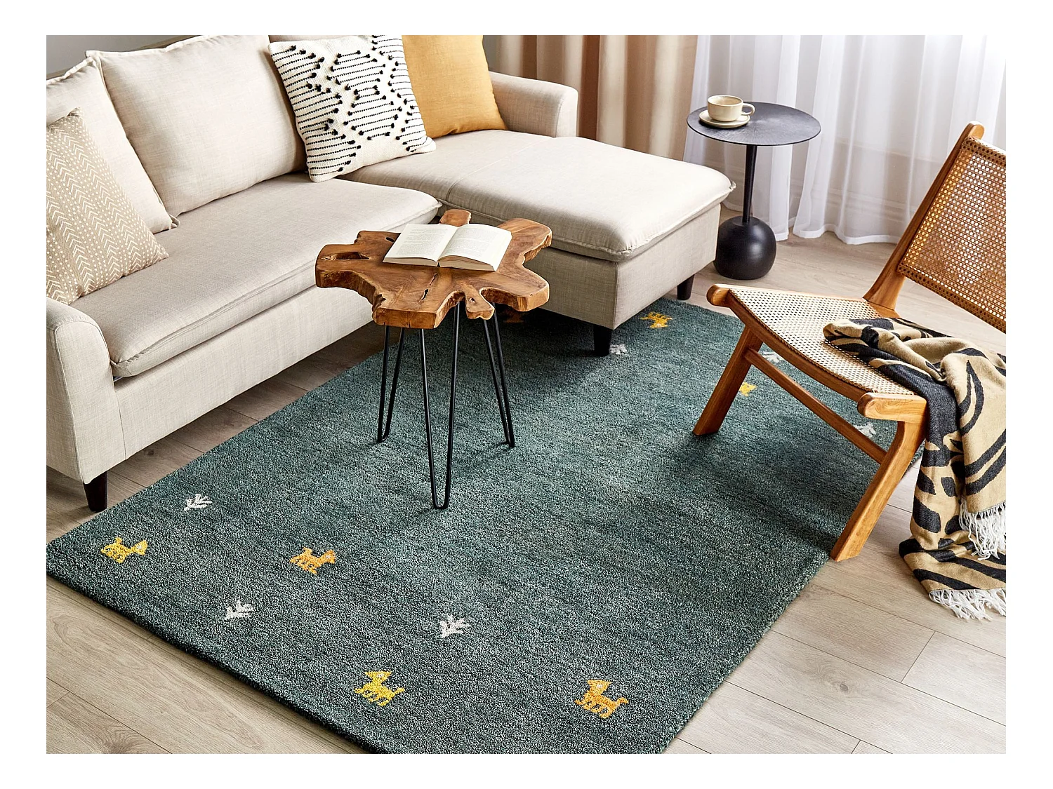 Tapis CALTI Vert foncé 140 x 200 cm Laine Tapis persan
