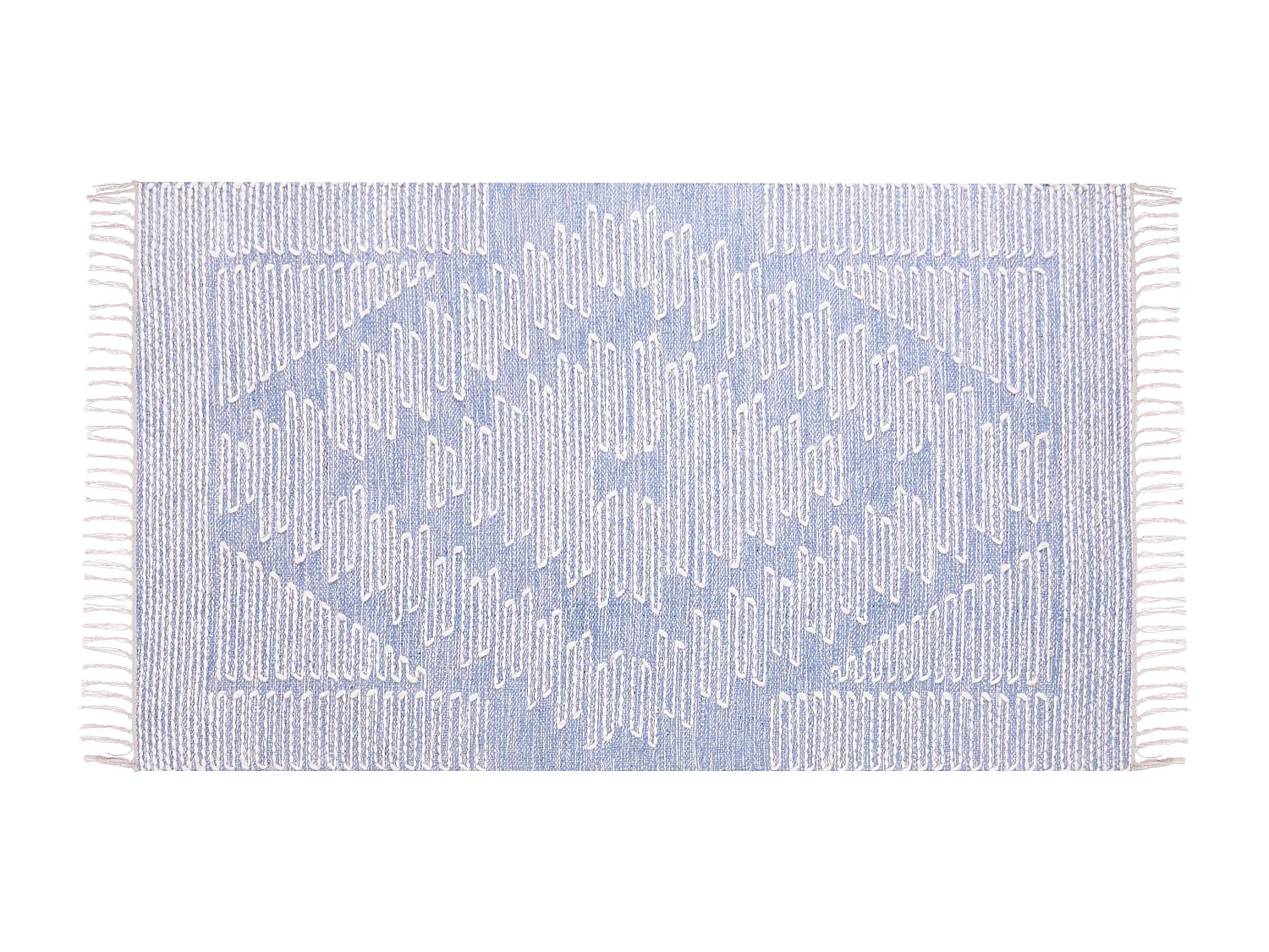 Alfombra de algodón azul/blanco crema 80 x 150 cm ANSAR