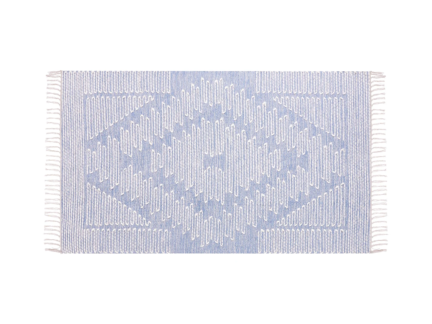 Vloerkleed katoen blauw/wit 80 x 150 cm ANSAR