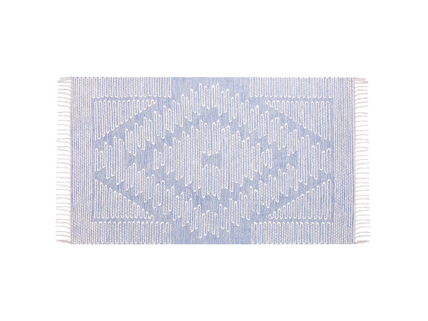 Tapis en coton bleu et blanc 80 x 150 cm ANSAR