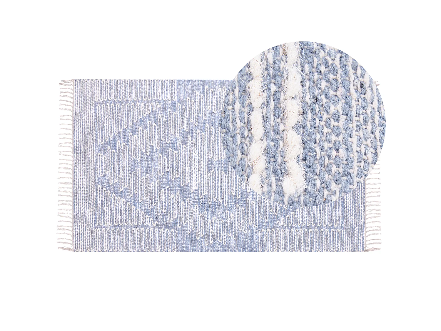 Tapis en coton bleu et blanc 80 x 150 cm ANSAR