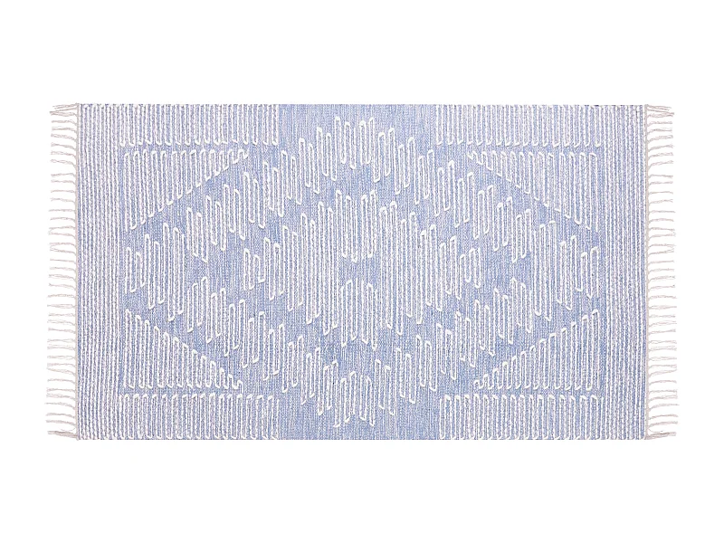 Vloerkleed katoen blauw/wit 80 x 150 cm ANSAR