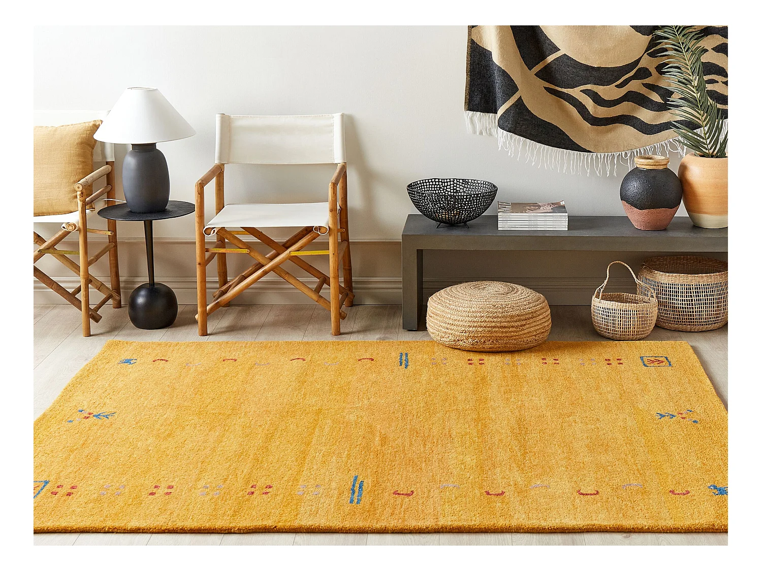 Tapis AKALAN Jaune 160 x 230 cm Laine Tapis persan