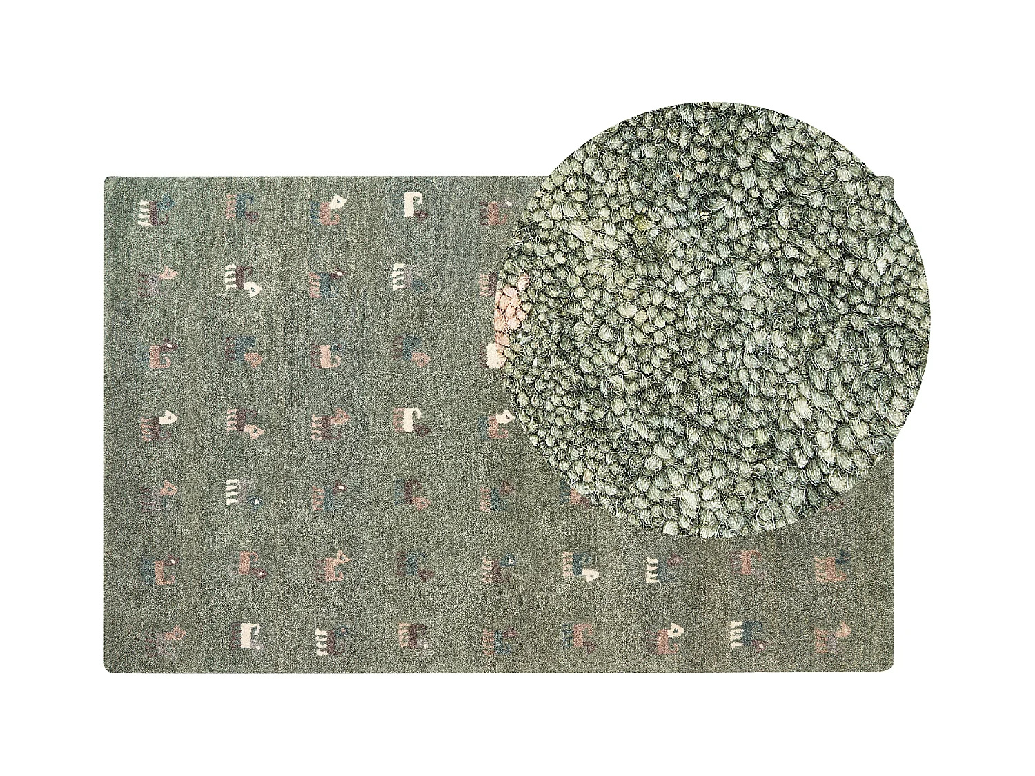 Tapis KIZARLI Vert 140 x 200 cm Laine Tapis persan