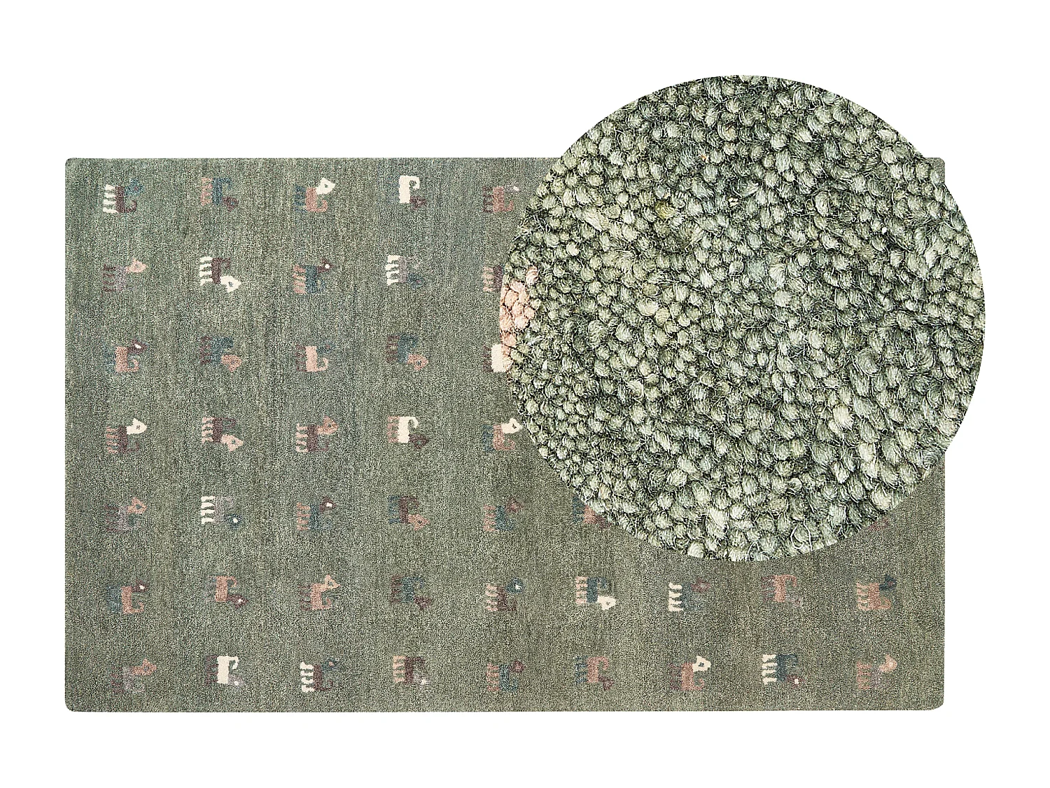 Tapis KIZARLI Vert 140 x 200 cm Laine Tapis persan