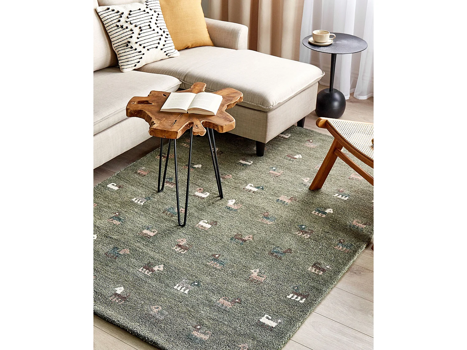 Tapis KIZARLI Vert 140 x 200 cm Laine Tapis persan