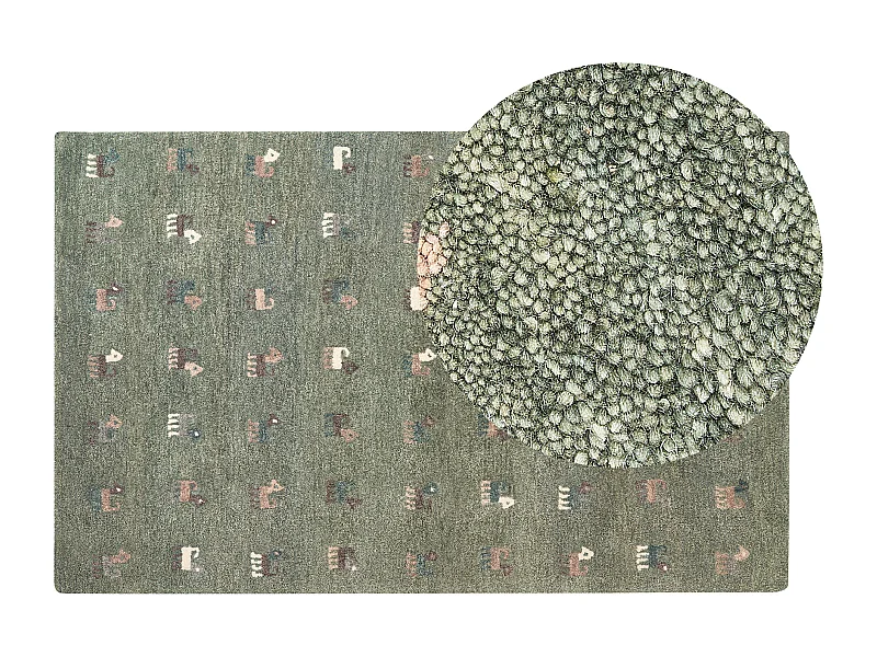 Tapis KIZARLI Vert 140 x 200 cm Laine Tapis persan