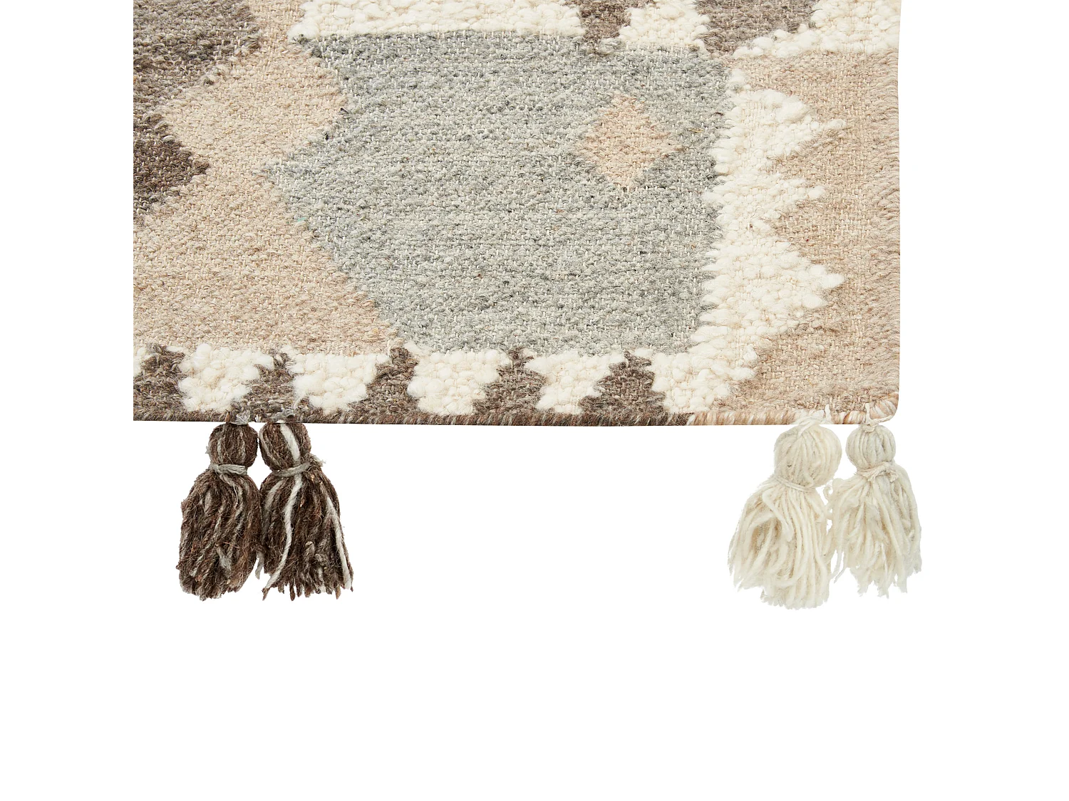 Alfombra kilim de lana beige/marrón/gris 80 x 150 cm ARALEZ