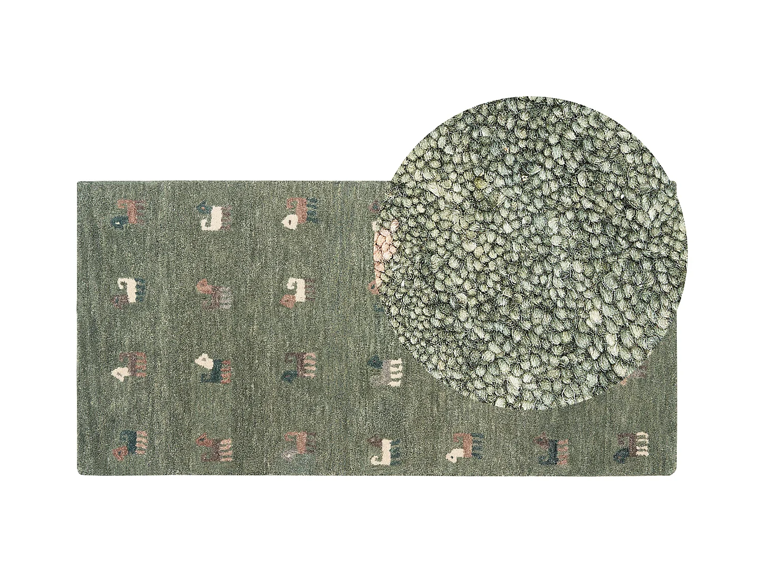 Vloerkleed gabbeh groen 80 x 150 cm KIZARLI