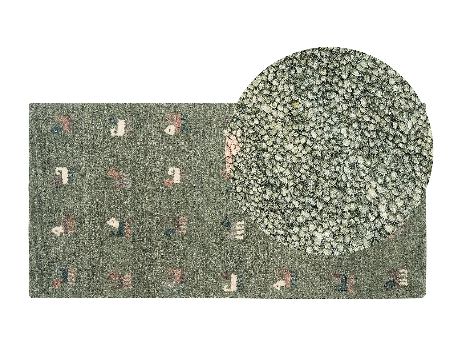 Vloerkleed gabbeh groen 80 x 150 cm KIZARLI