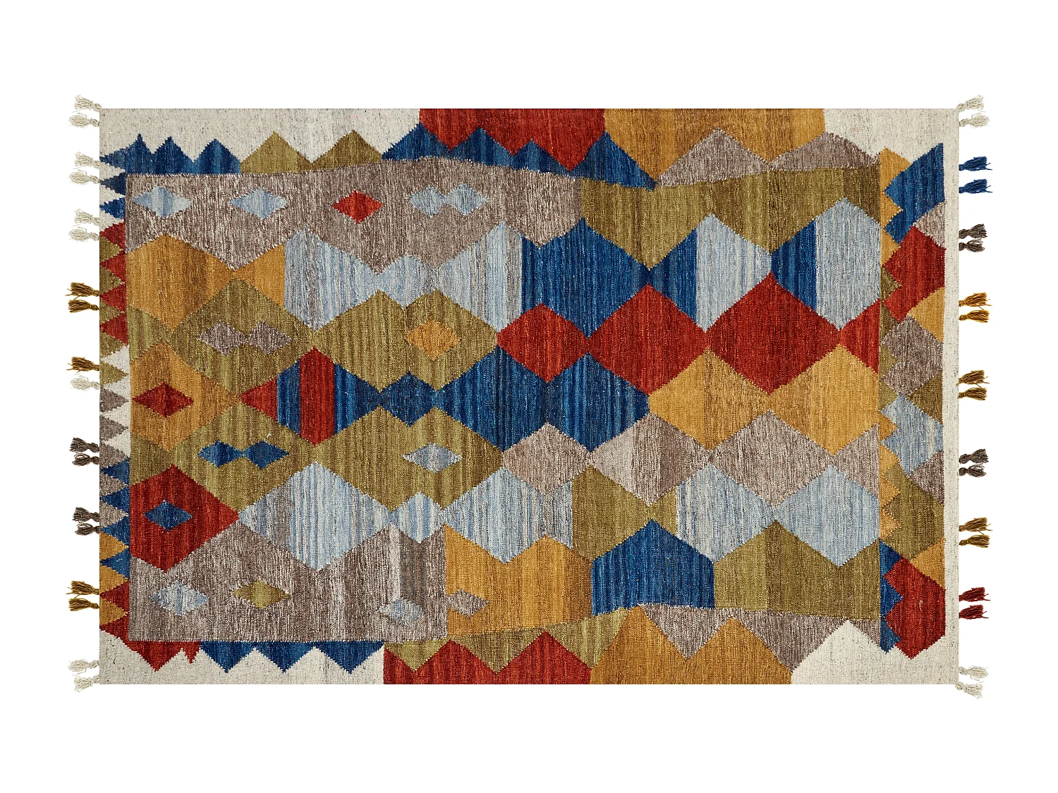 Alfombra kilim de lana rojo/azul/verde 200 x 300 cm ARZAKAN