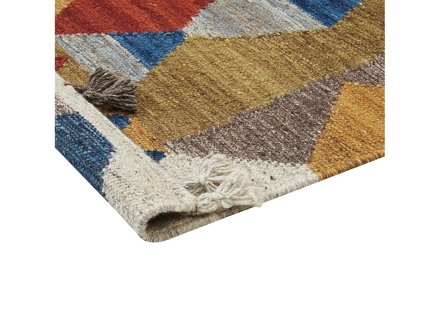 Alfombra kilim de lana rojo/azul/verde 200 x 300 cm ARZAKAN