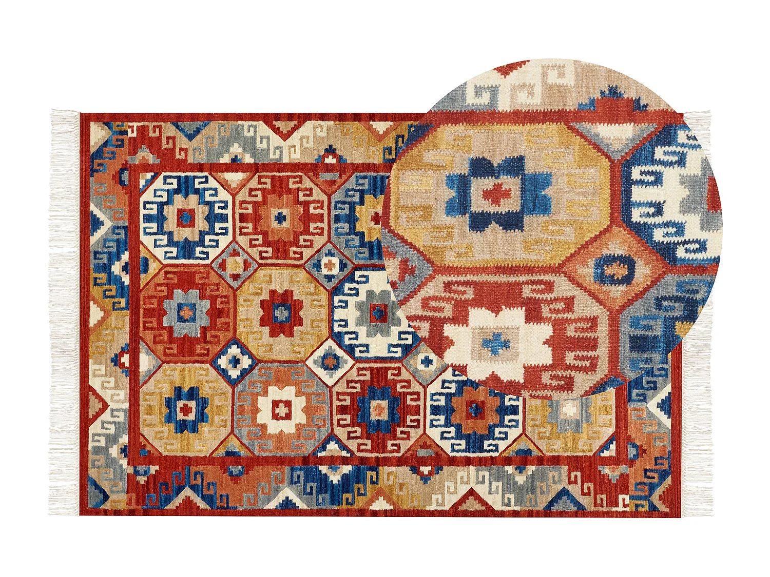 Kelim-Teppich Wolle bunt 200 x 300 cm handgewebt orientalisches Muster Lusarat