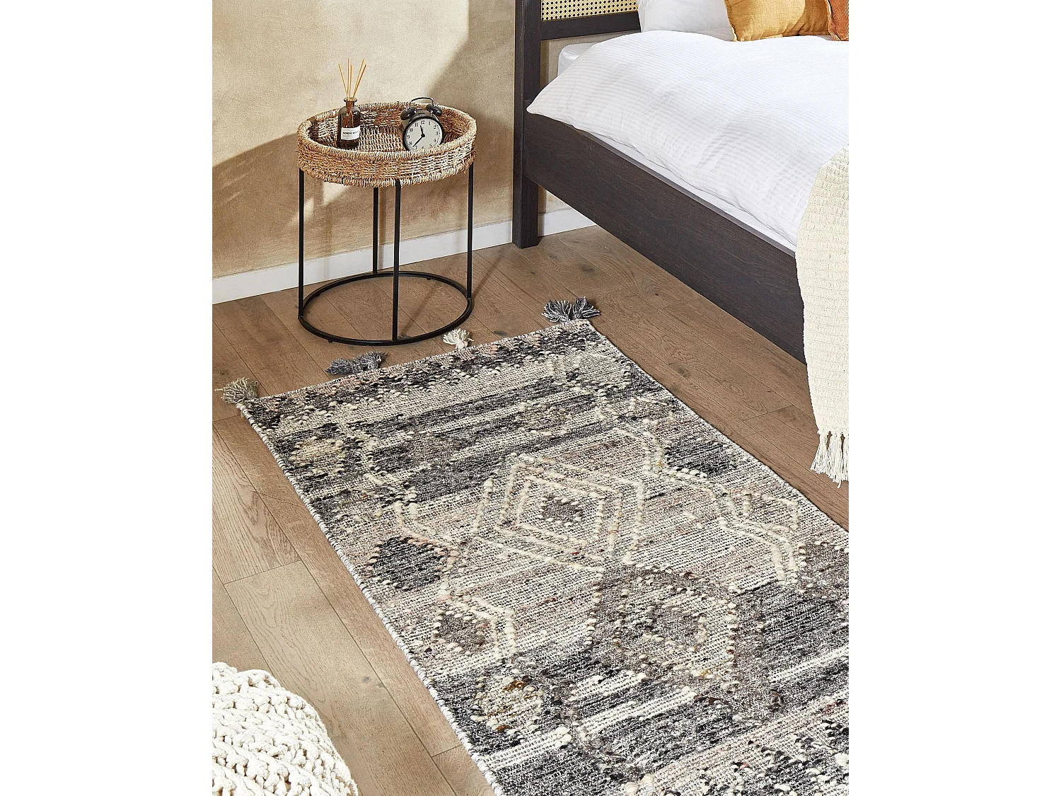 Alfombra kilim de lana gris/beige 80 x 150 cm ARATASHEN
