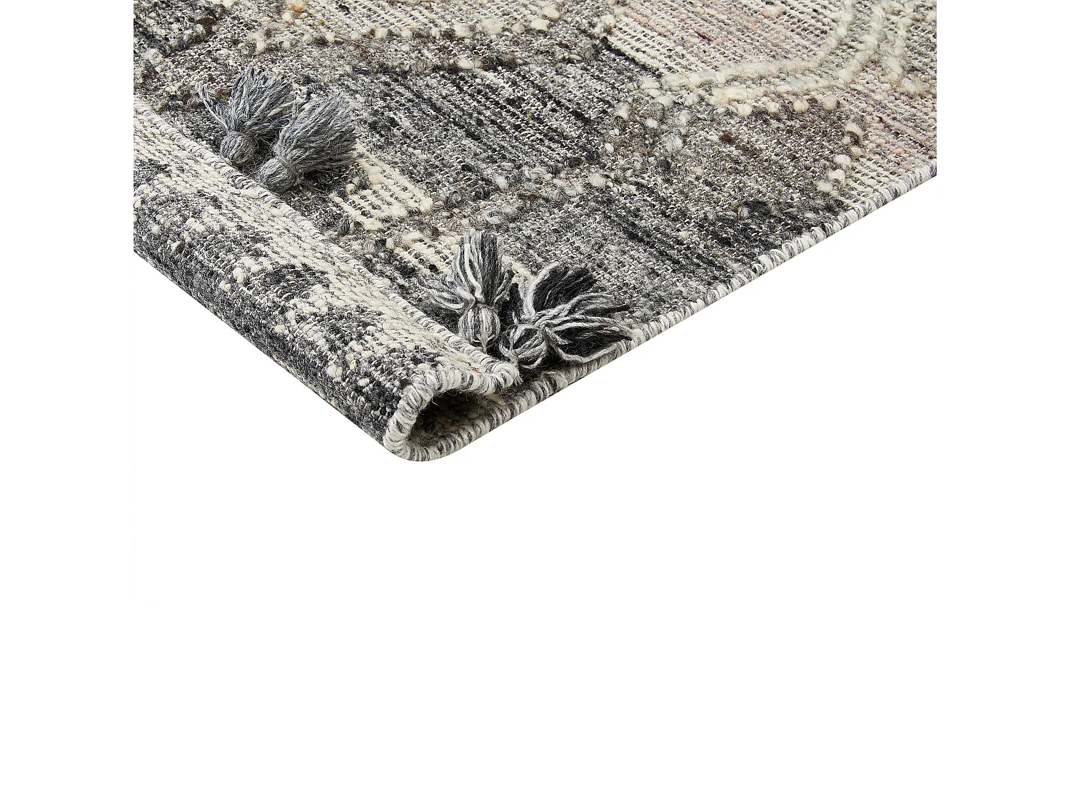 Dywan wełniany kilim 80 x 150 cm szary ARATASHEN