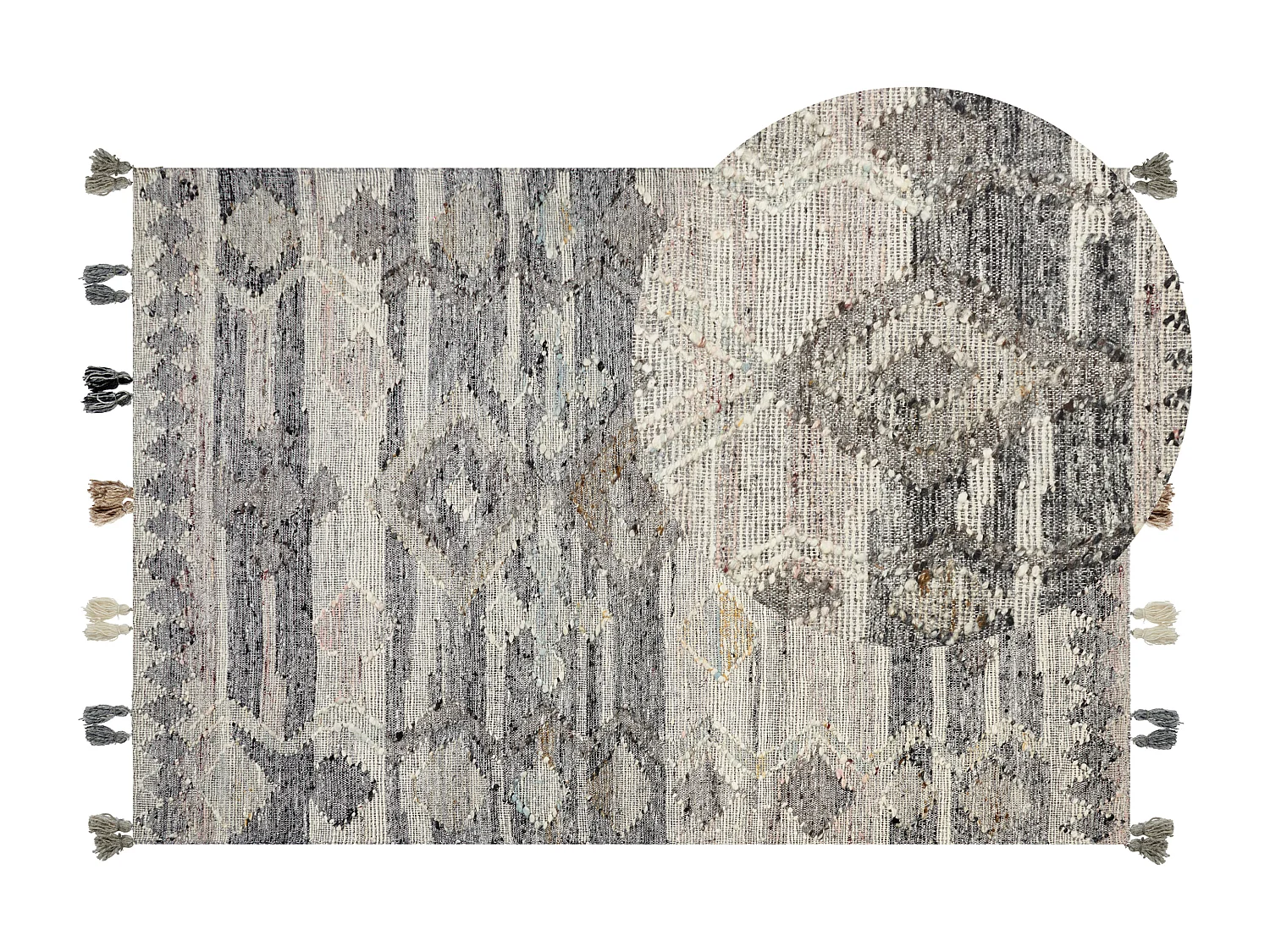 Kelim-Teppich Wolle grau 160 x 230 cm handgewebt geometrisches Muster Aratashen