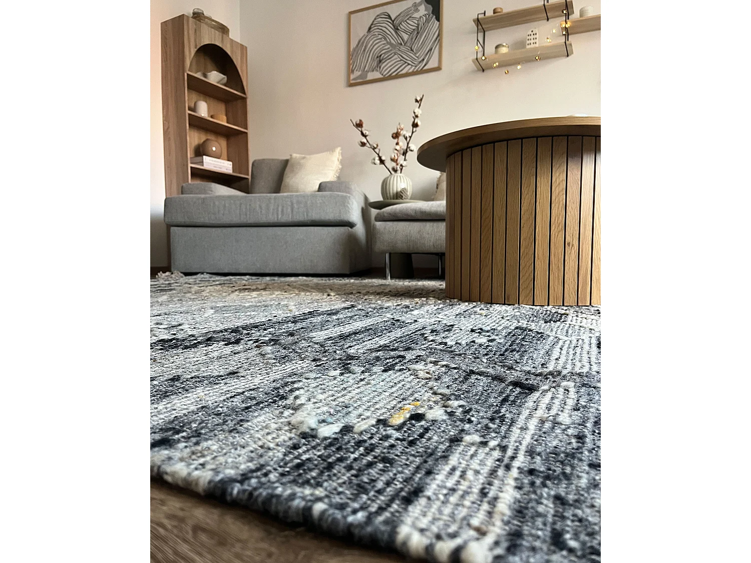 Tapis Kilim en laine 200 x 300 cm gris ARATASHEN