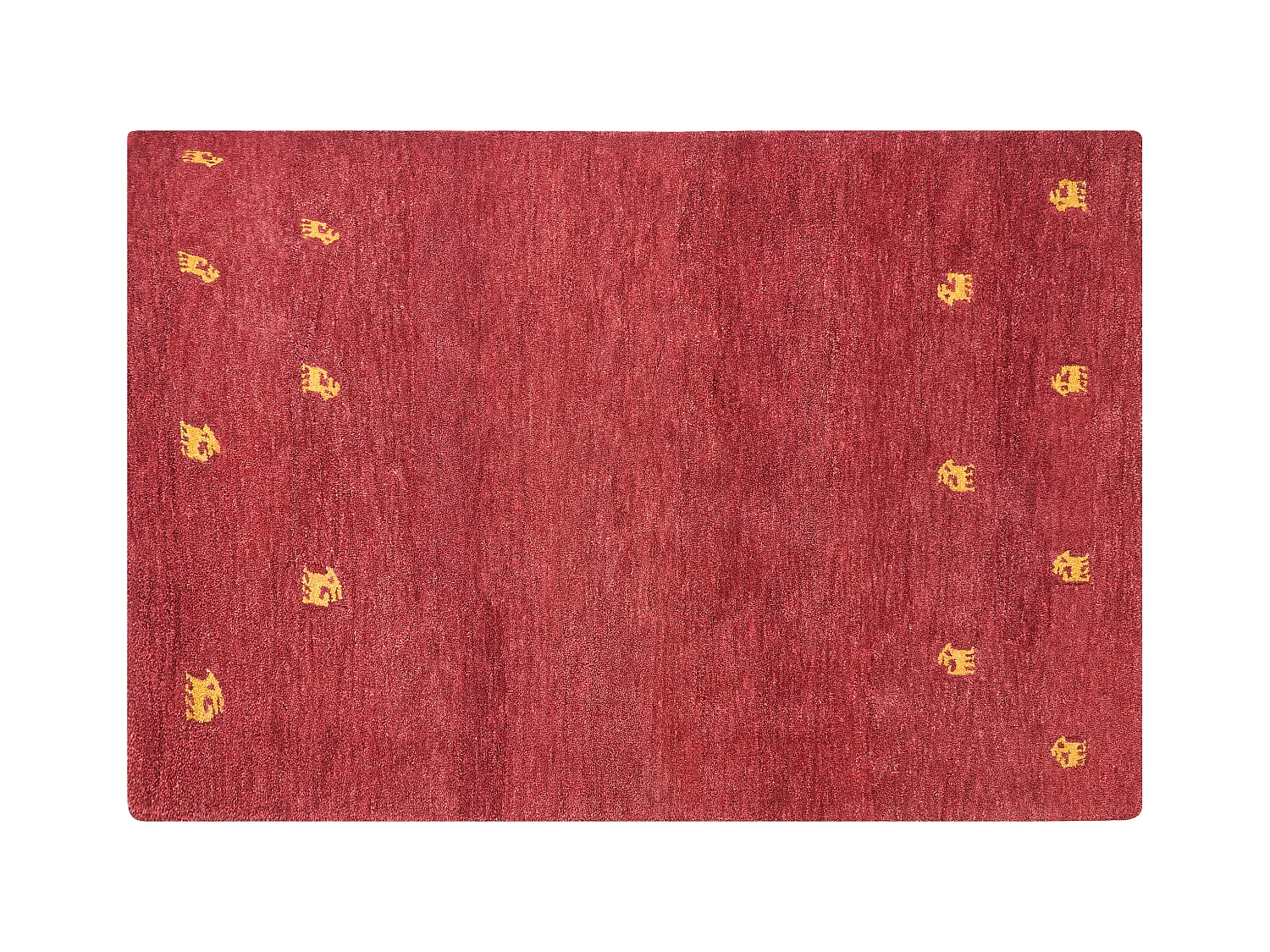 Gabbeh Teppich rot aus Wolle 140 x 200 cm Hochflor abstraktes Tiermuster weich Yarali