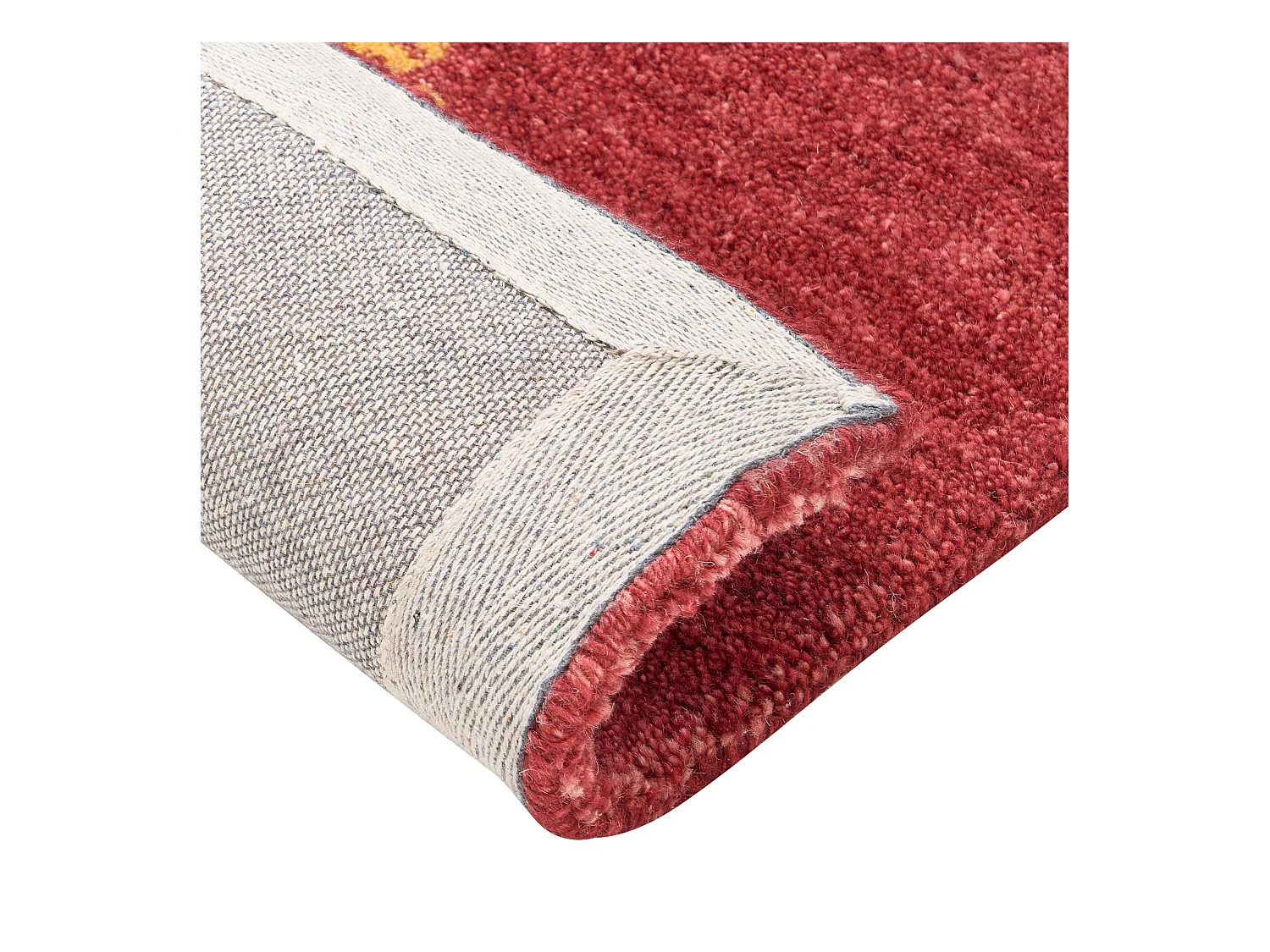 Gabbeh Teppich rot aus Wolle 140 x 200 cm Hochflor abstraktes Tiermuster weich Yarali