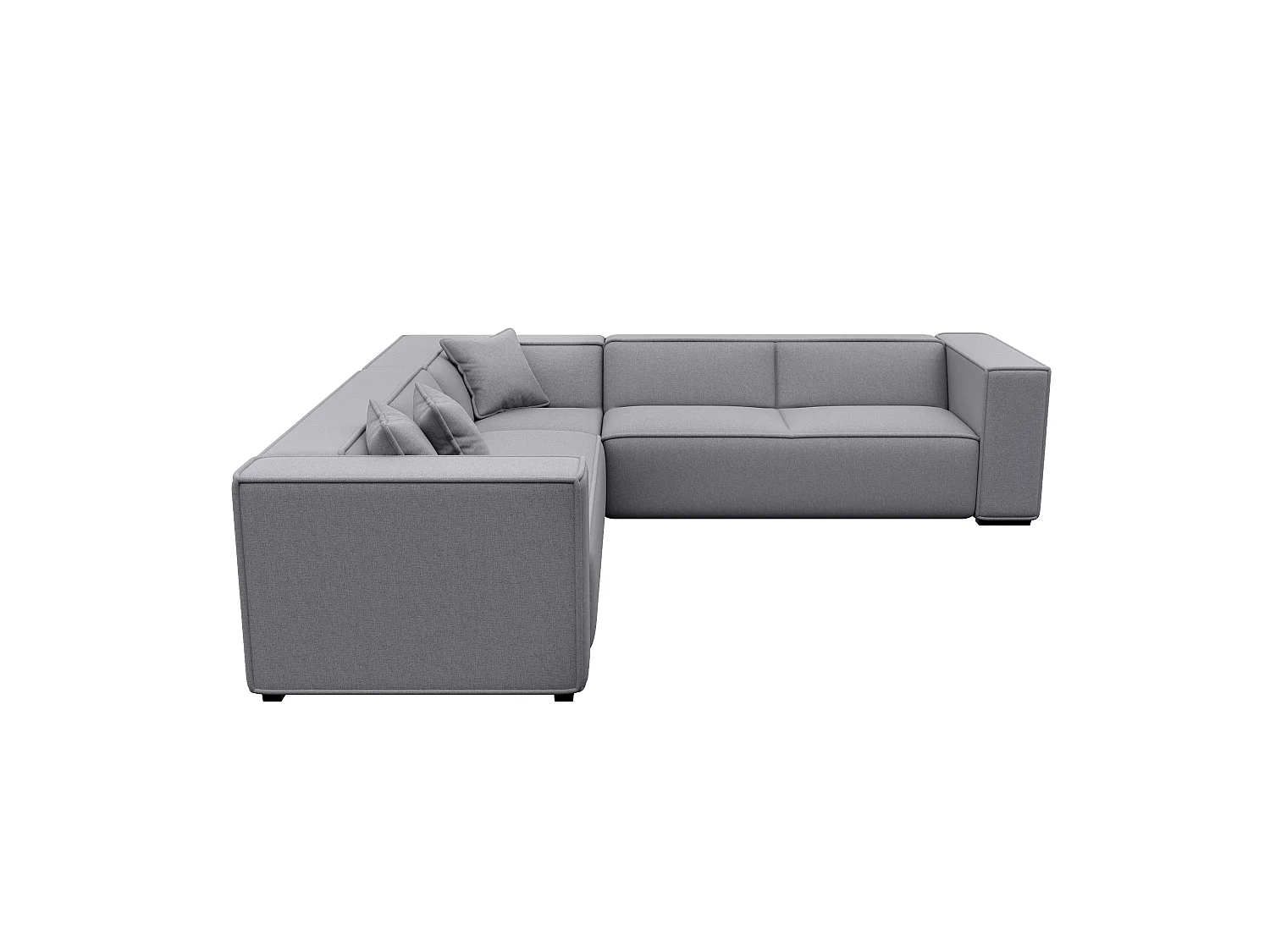 Canapé grand angle tissu tramé gris clair