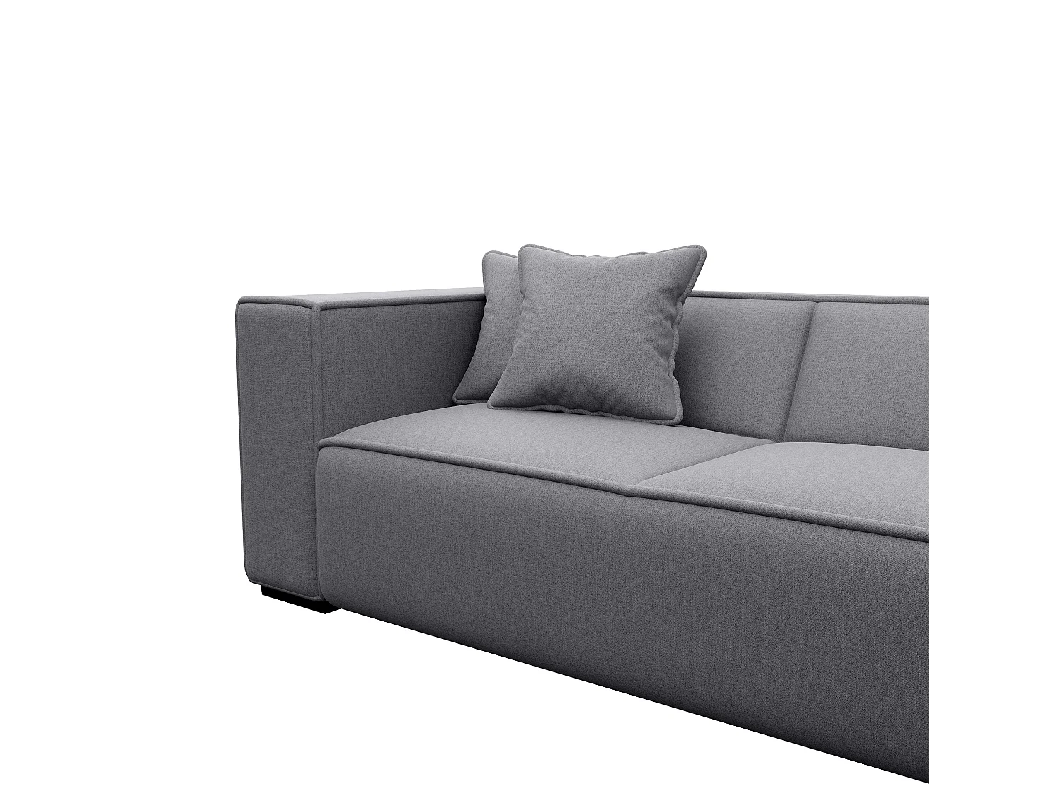 Canapé grand angle tissu tramé gris clair