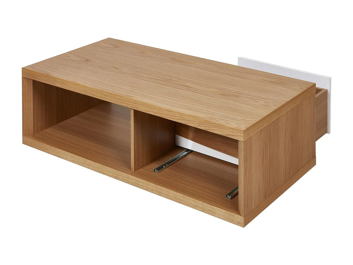 Table Basse 1 Tiroir "Binka" 120cm Chêne & Blanc