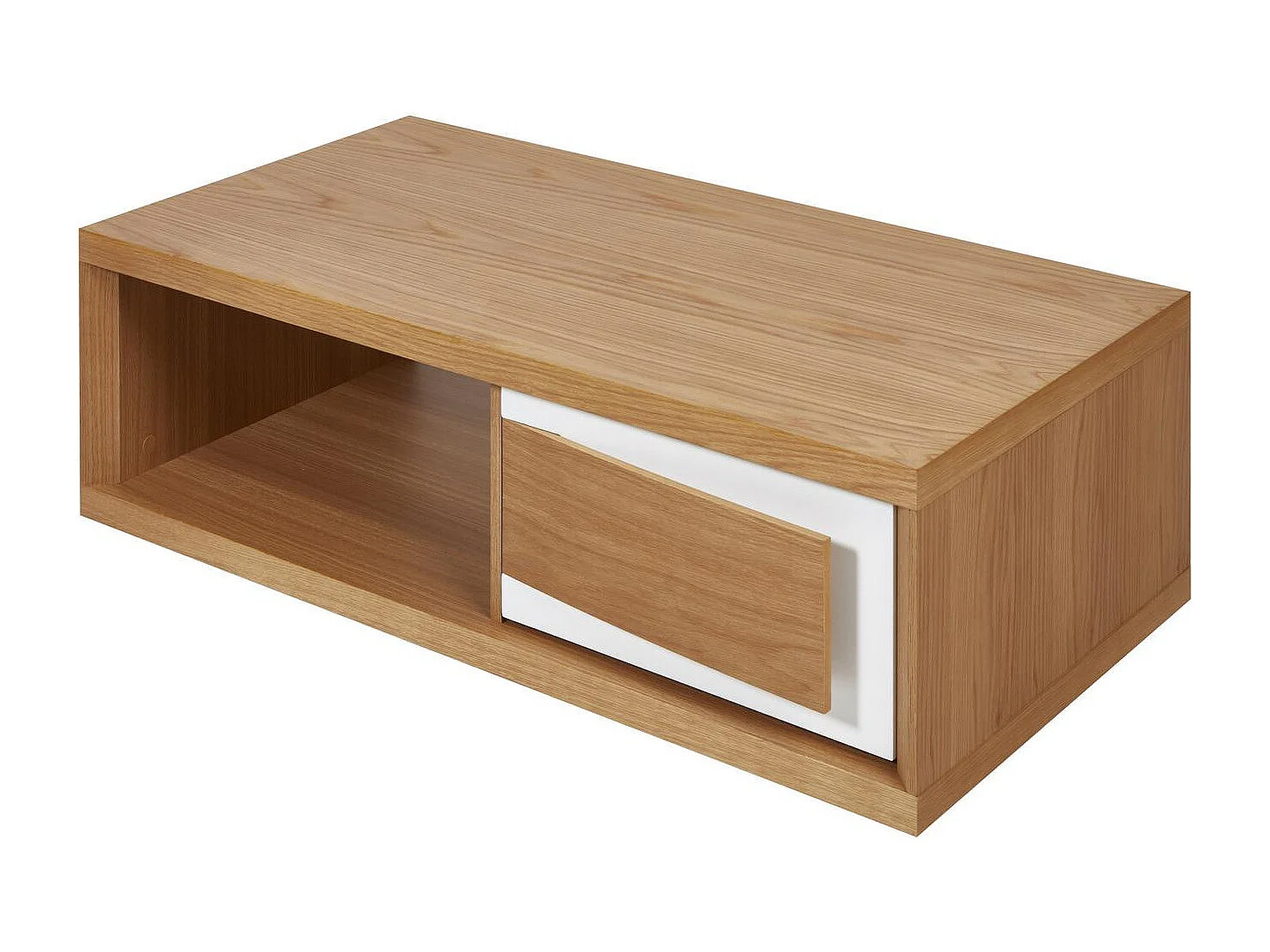 Yaga salontafel van licht eiken en wit gelakt hout L 120 cm