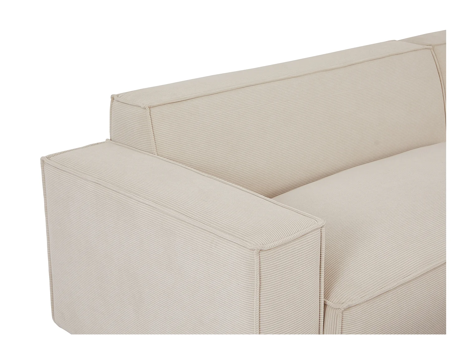 Stor chaiselong-hjørnesofa med højre hjørne og skammel i beige fløjlbomuldstof BORORE af Pascal Morabito