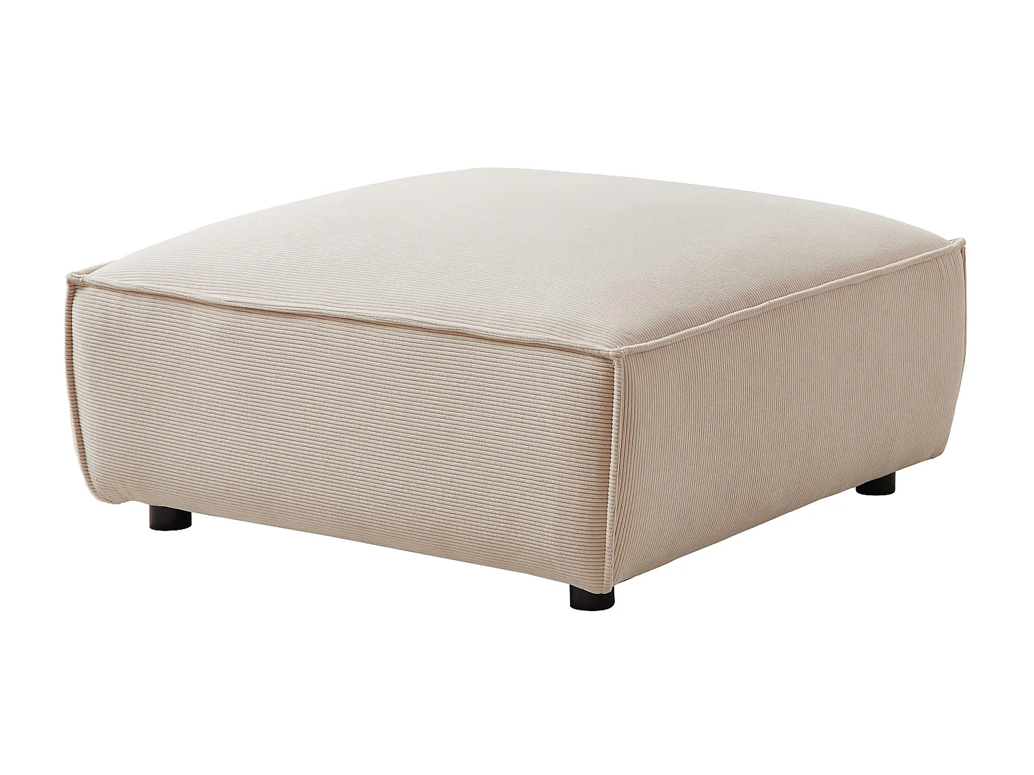 Grote hoekbank met hoek rechts en poef van beige ribfluweel BORORE