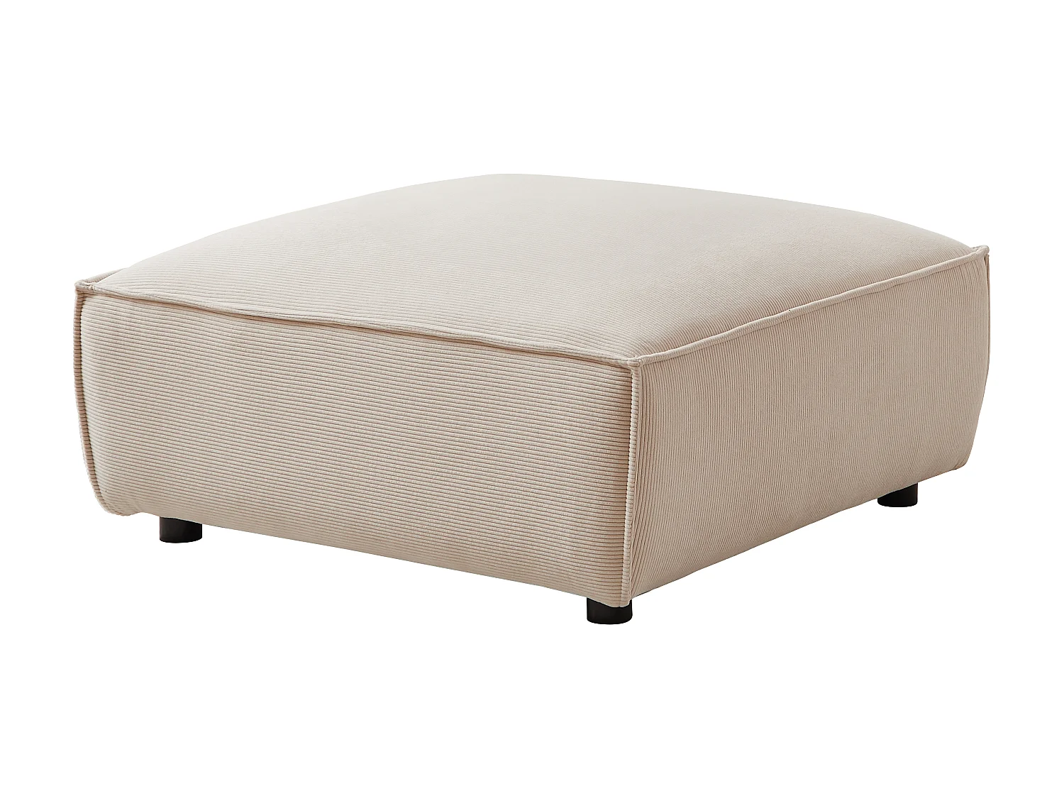 Großes Ecksofa & Hocker - Ecke links - Cord - Beige - BORORE