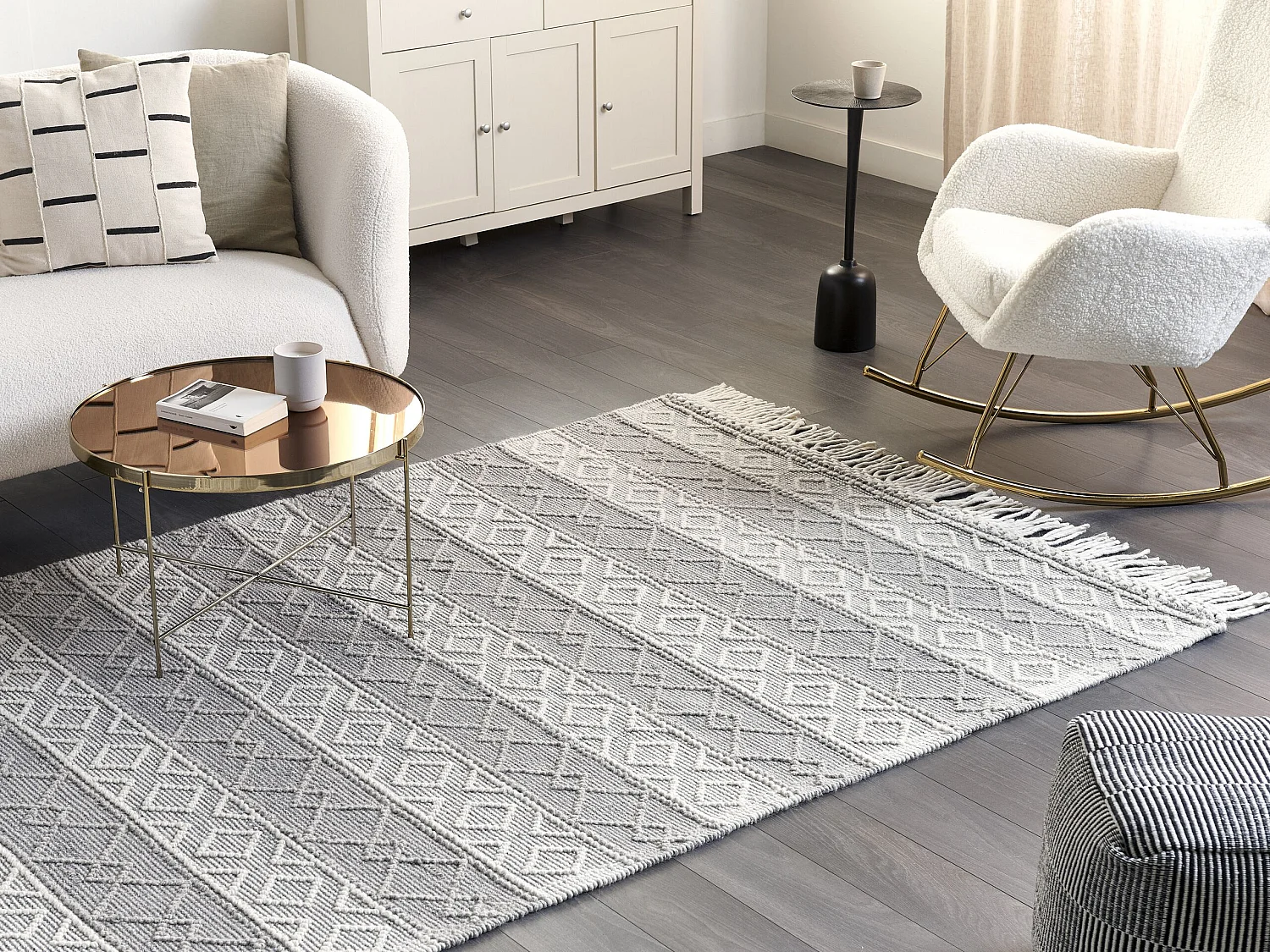 Tapis en laine gris et blanc 160 x 230 cm TONYA