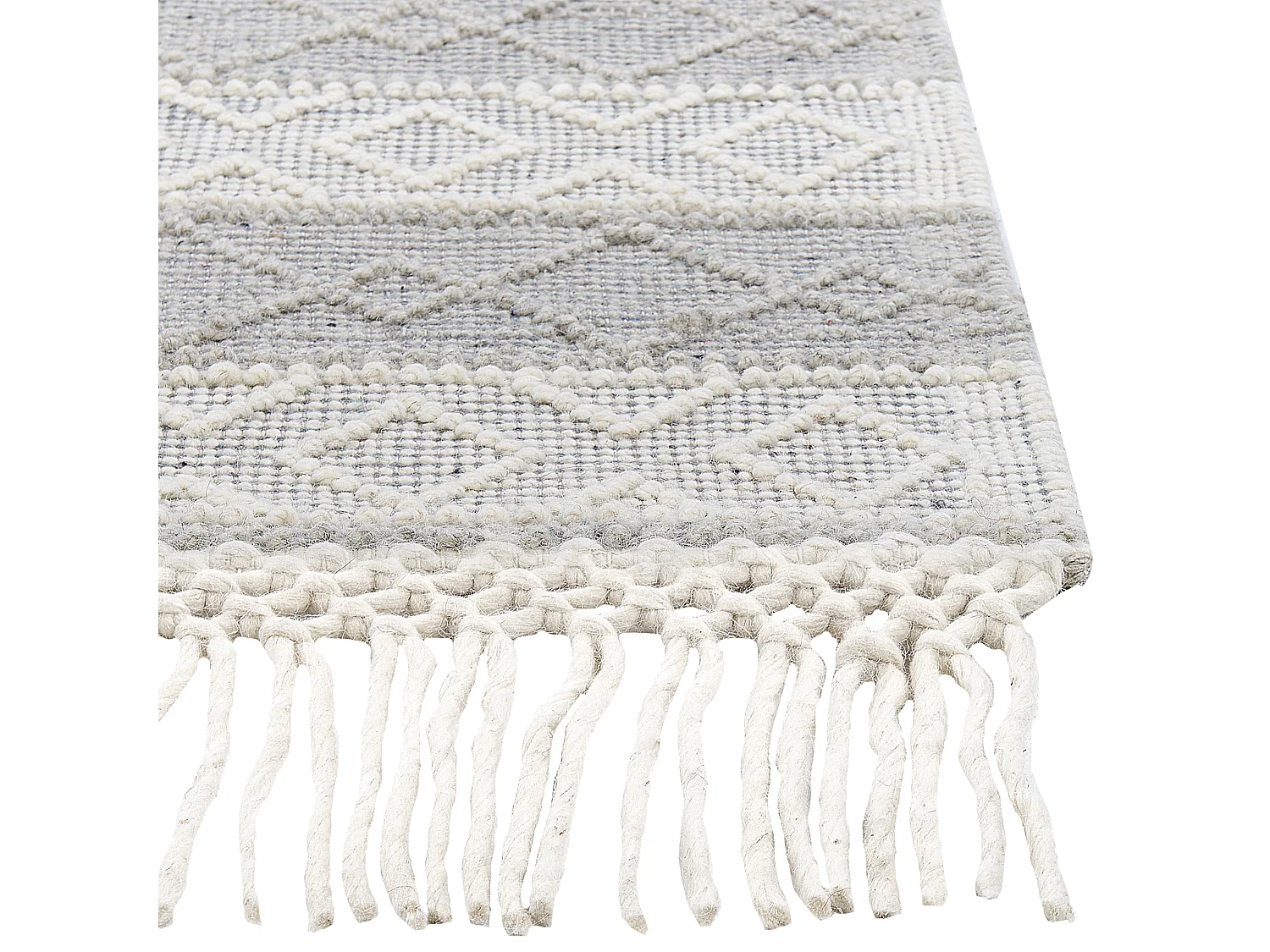 Tappeto lana grigio e bianco crema 160 x 230 cm TONYA