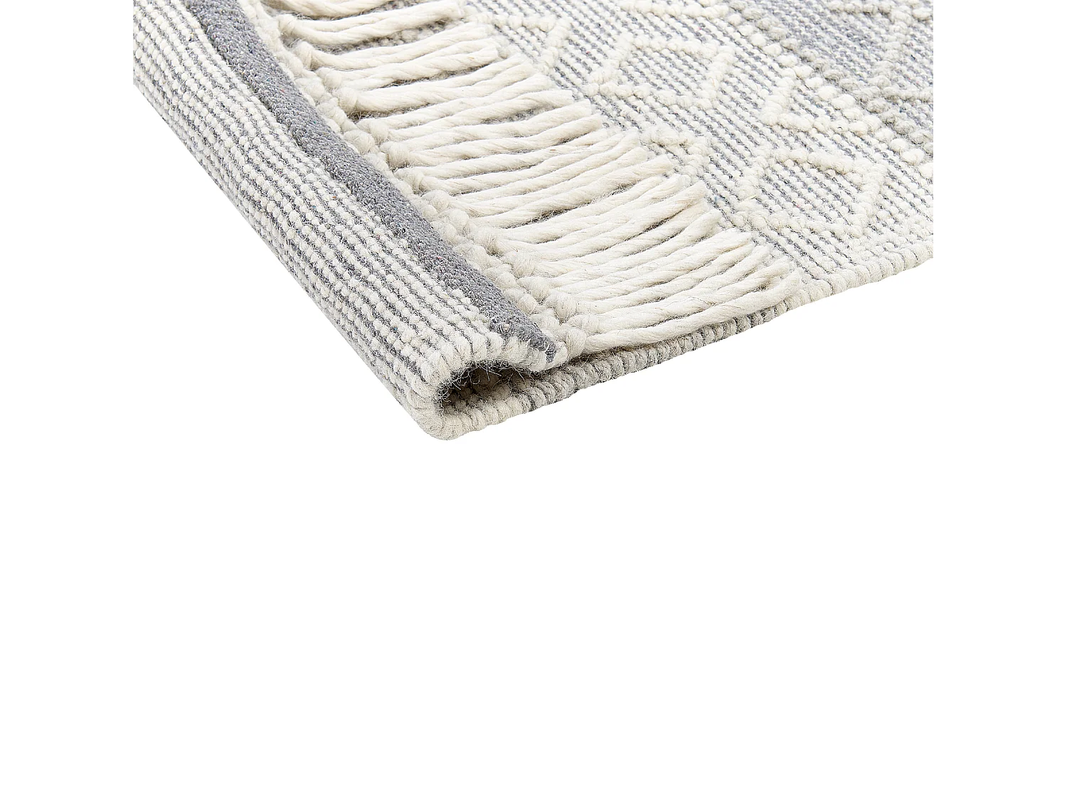 Tappeto lana grigio e bianco crema 160 x 230 cm TONYA