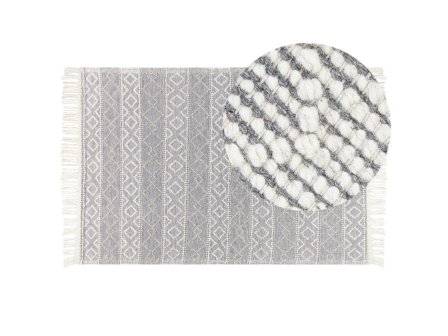 Tapis en laine gris et blanc 160 x 230 cm TONYA