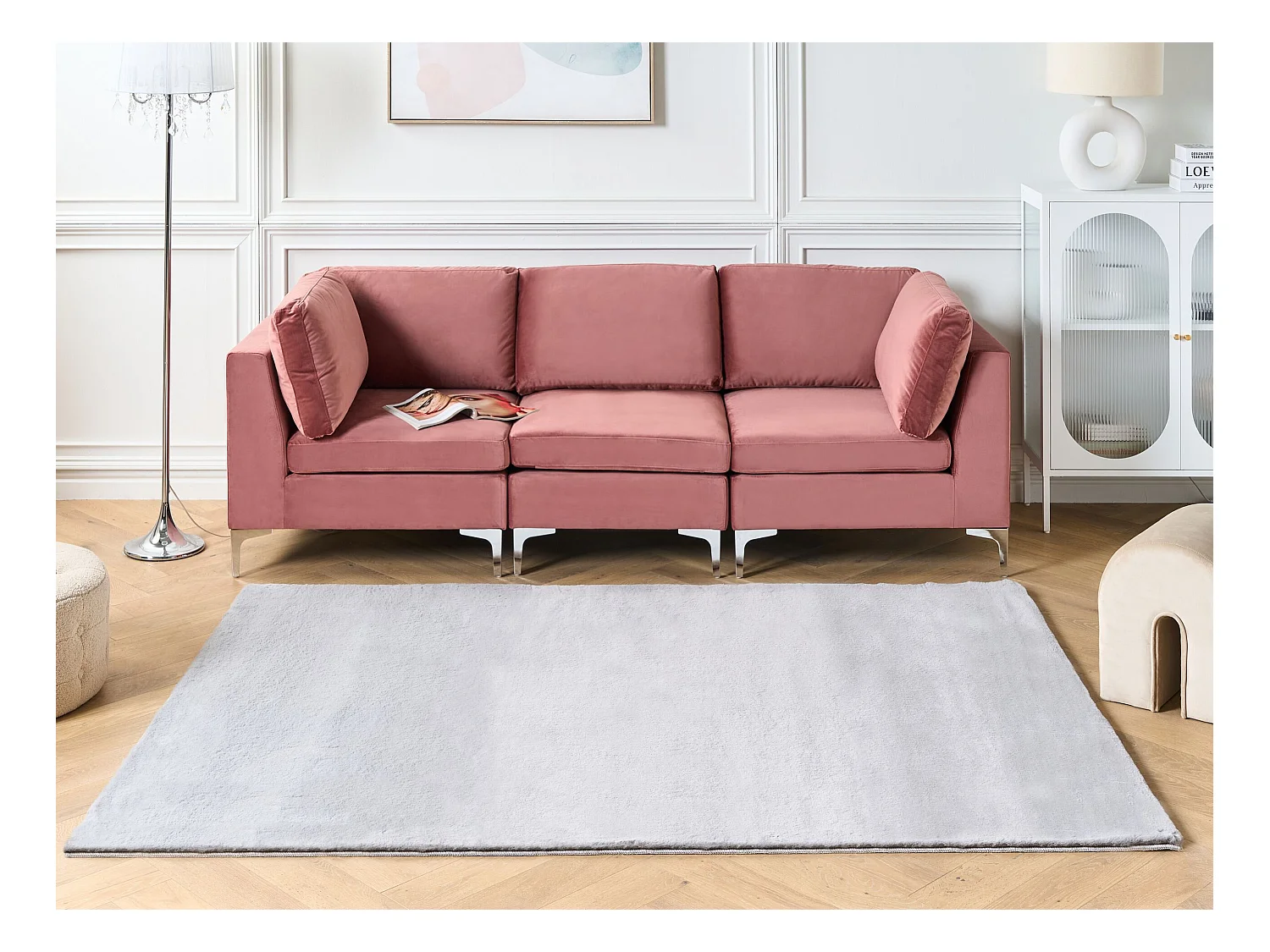 Kunstfellteppich Kaninchen grau 160 x 230 cm MIRPUR