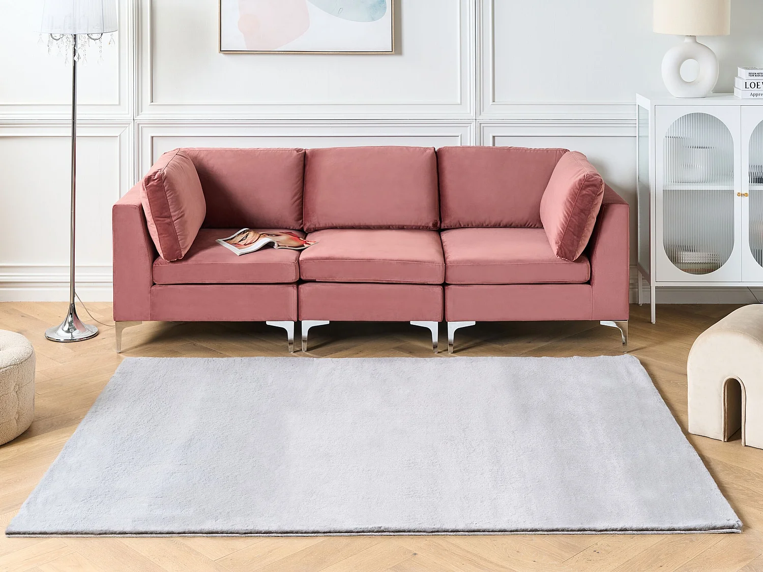 Kunstfellteppich Kaninchen grau 160 x 230 cm MIRPUR