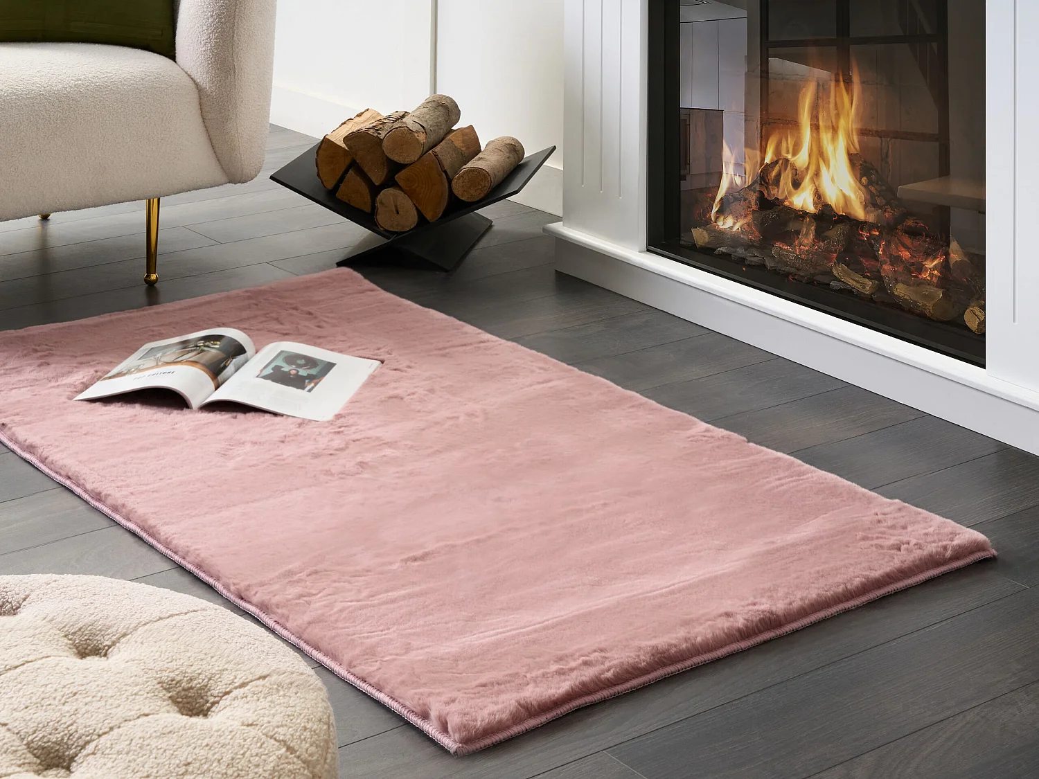 Vloerkleed kunstbont roze 80 x 150 cm MIRPUR