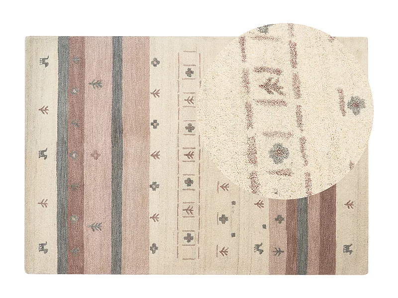 Tappeto Gabbeh lana beige e marrone 160 x 230 cm KARLI