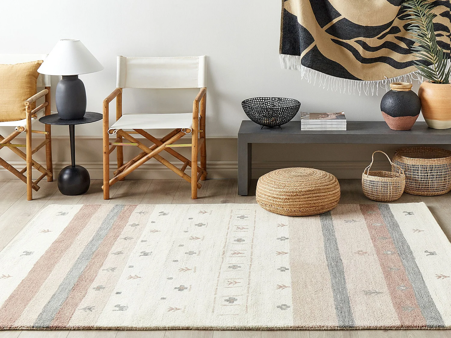 Rug KARLI Beige 160 x 230 cm Wool Gabbeh