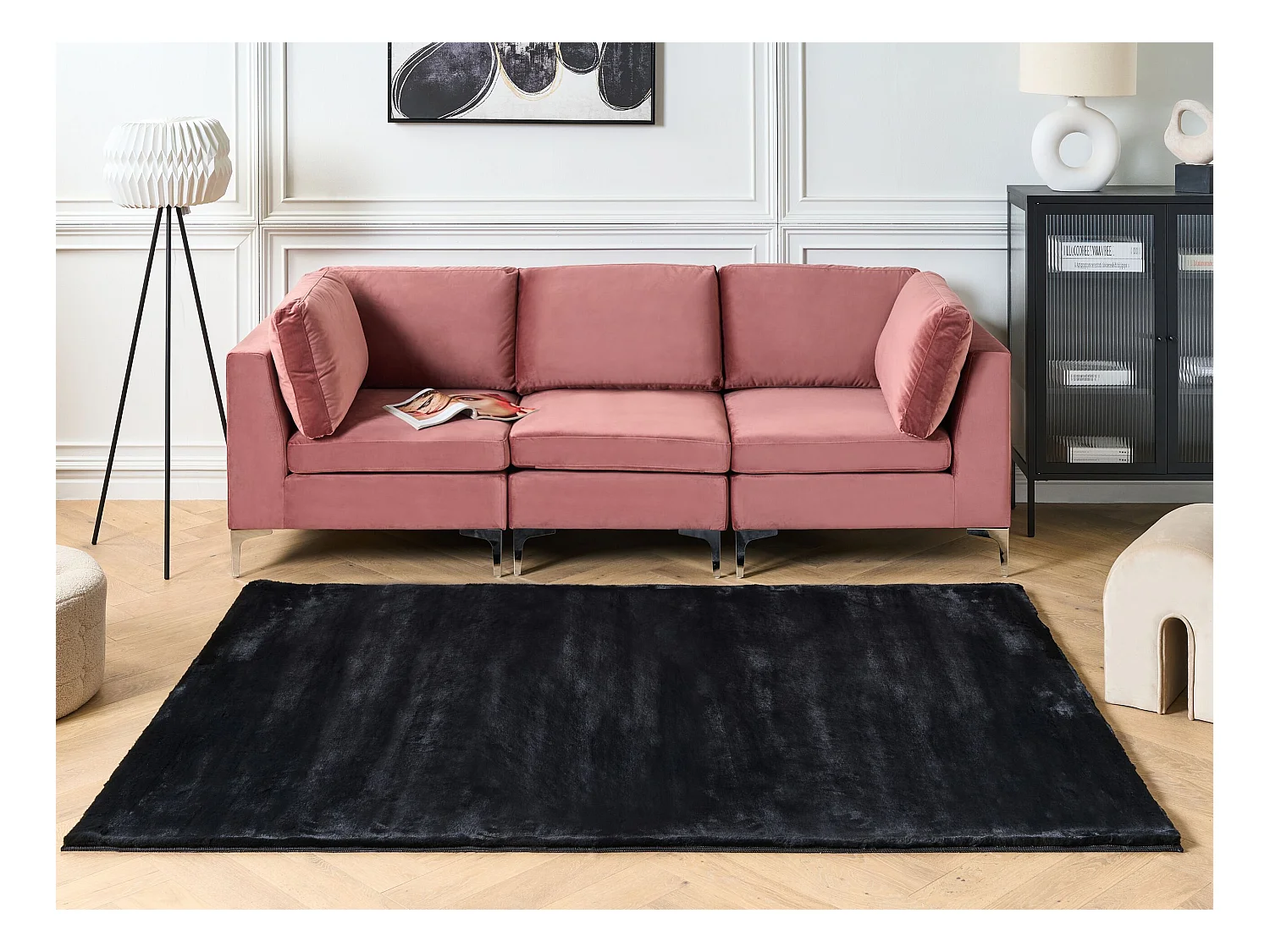 Tapis en fausse fourrure MIRPUR Noir 160 x 230 cm