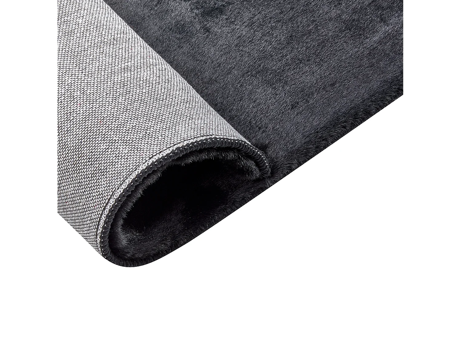 Hochfloriger Kunstpelzteppich aus Kaninchenfell 80 x 150 cm Schwarz Mirpur