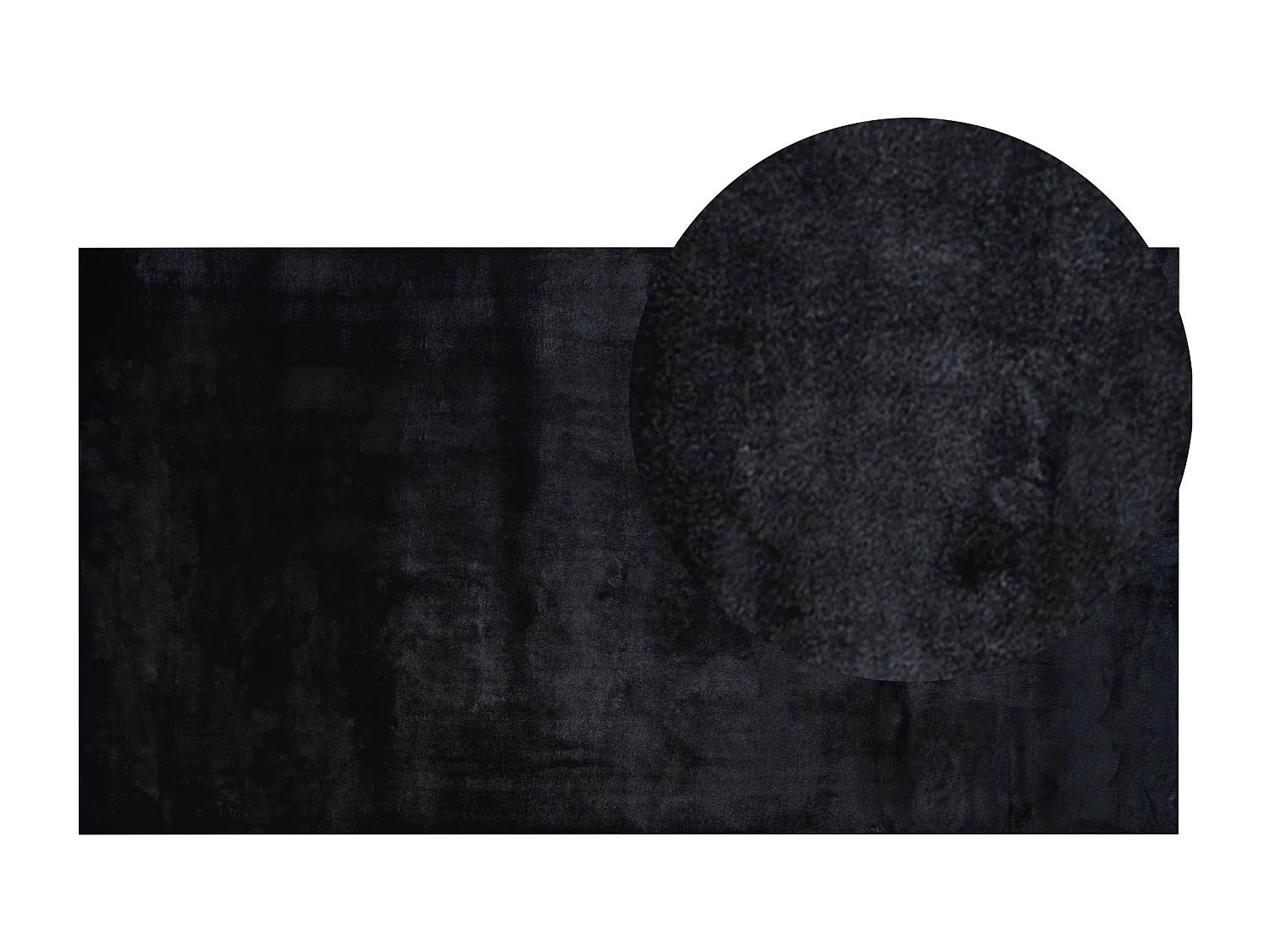 Hochfloriger Kunstpelzteppich aus Kaninchenfell 80 x 150 cm Schwarz Mirpur