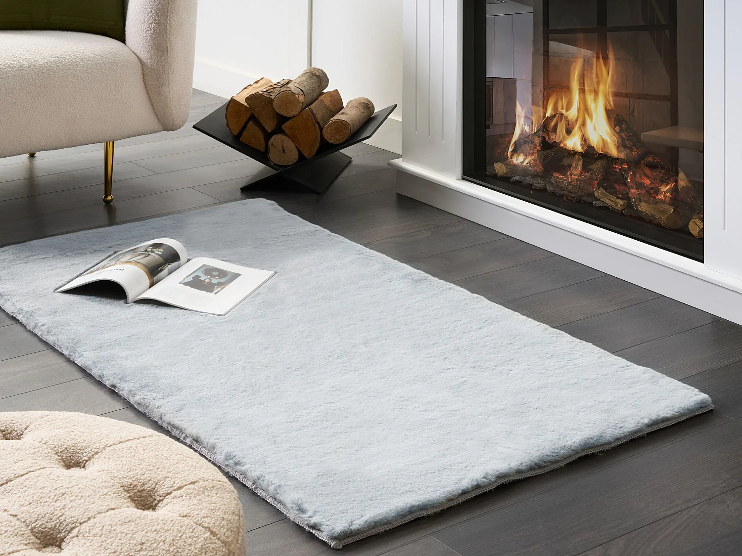 Tapis en fausse fourrure MIRPUR Gris clair 80 x 150 cm