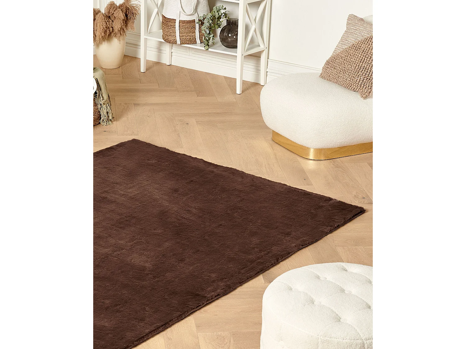 Tapis en fausse fourrure de lapin 160 x 230 cm marron MIRPUR